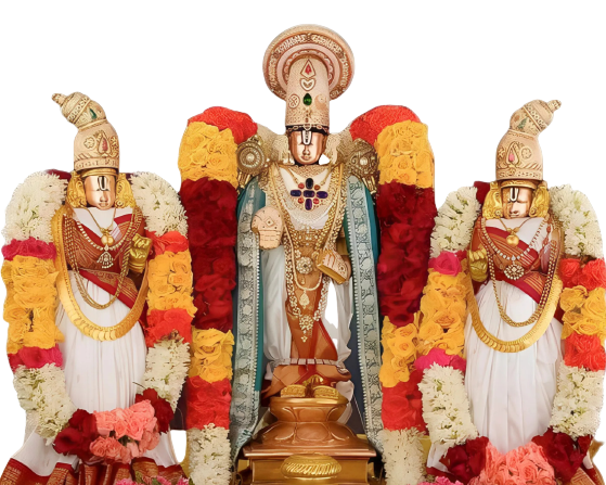 Lord Venkateswara with Sri Devi and Bhudevi idols